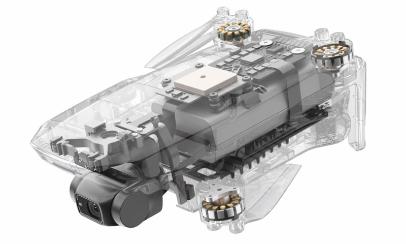 DJI Mini 2 design featuring out-runner motors