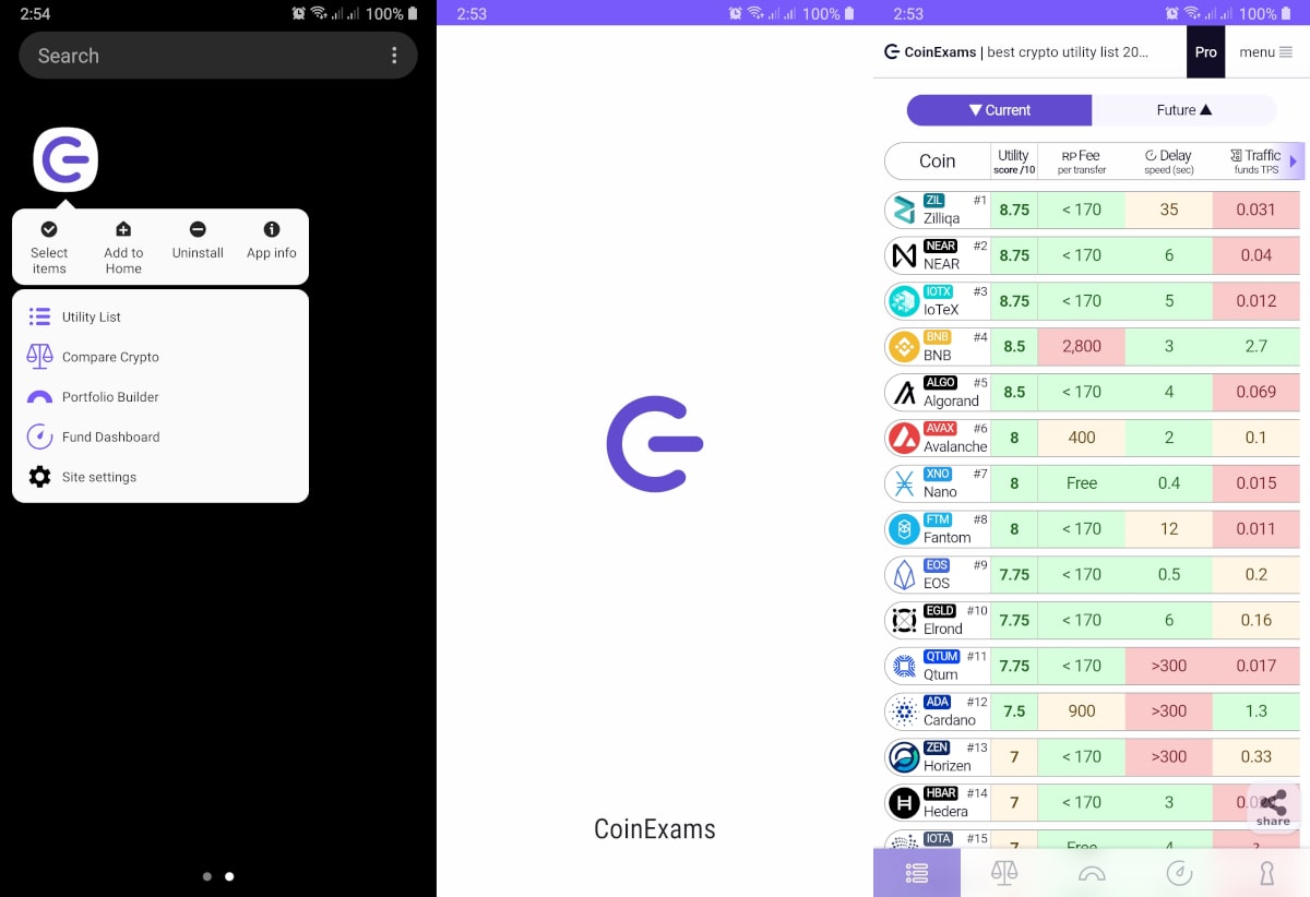 Web application mobile installation and shortcuts menu